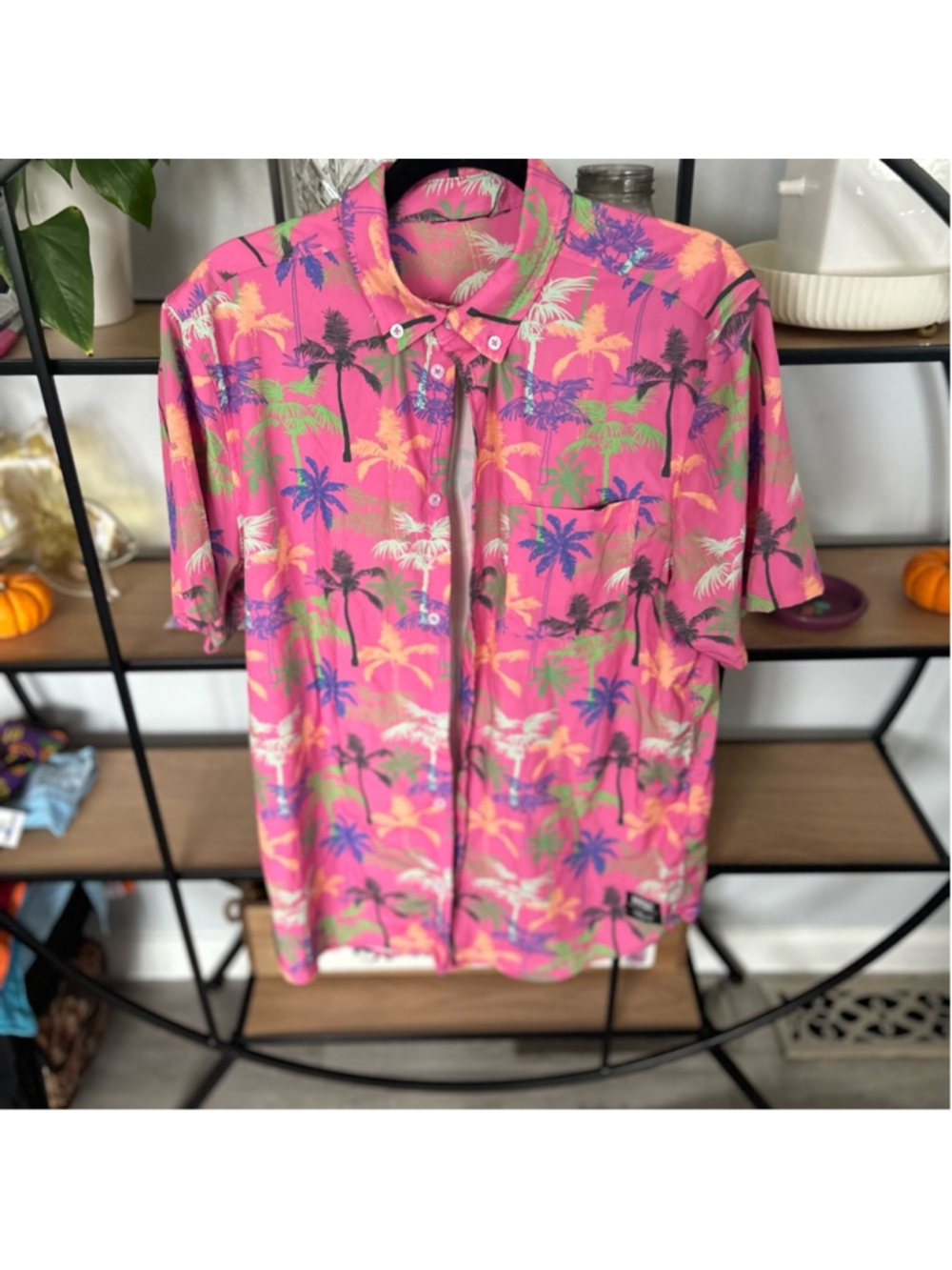 Wesc Pink Tropical Palm Tree Men's Shirt